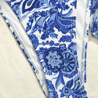 Apron Three Piece Bikini Vintage Print Tie Swimsuit Women's Swimwear