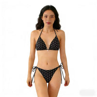 Sexy Triangle Separated Strap Multicolor Polka Dot Bikini Beach Swimwear Swimsuit