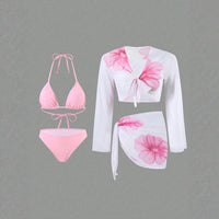 Long Sleeve Apron Women's Swimsuit Printed Bikini 4