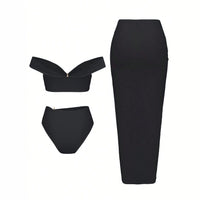 Starfish Three Piece Split Swimsuit Women's Bikini with Long Skirt