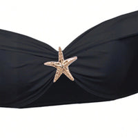 Starfish Three Piece Split Swimsuit Women's Bikini with Long Skirt