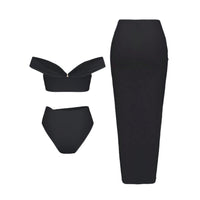 Starfish Three Piece Split Swimsuit Women's Bikini with Long Skirt