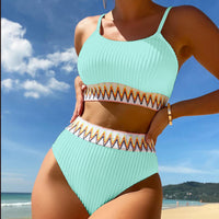 Women's High Waist Two Piece Swimsuit Multi Color Bikini Sexy Split Style