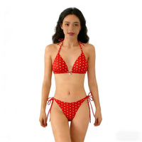 Sexy Triangle Separated Strap Multicolor Polka Dot Bikini Beach Swimwear Swimsuit