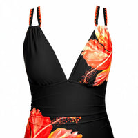 Women's Floral Print Tight Backless Push Up Sexy One Piece Swimsuit