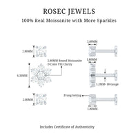 Moissanite Flower Triple Earrings Set for Cartilage Piercing