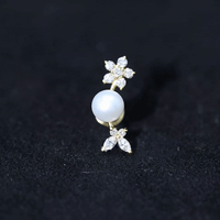 Nature Inspired Freshwater Pearl and Diamond Crawler Earring