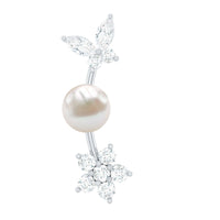 Nature Inspired Freshwater Pearl and Diamond Crawler Earring