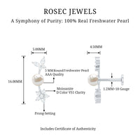 Nature Inspired Freshwater Pearl and Diamond Crawler Earring