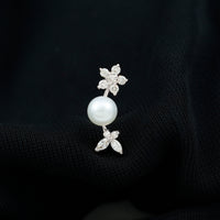 Nature Inspired Freshwater Pearl and Diamond Crawler Earring