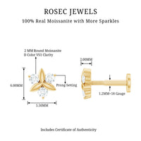 Round Moissanite Flower Cartilage Earring