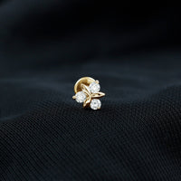 Round Moissanite Flower Cartilage Earring