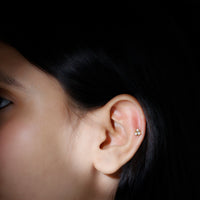 Round Moissanite Flower Cartilage Earring