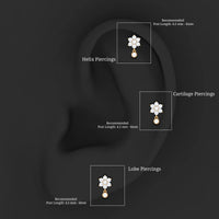Moissanite Floral Drop Earring for Cartilage Piercing