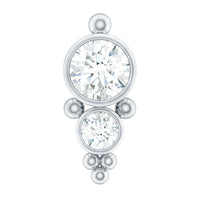 Simple Bezel Set Moissanite Two Stone Tragus Earring