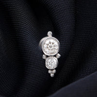 Simple Bezel Set Moissanite Two Stone Tragus Earring