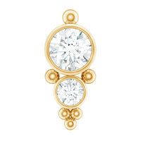 Simple Bezel Set Moissanite Two Stone Tragus Earring
