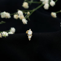 Simple Bezel Set Moissanite Two Stone Tragus Earring