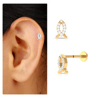 Real Diamond Fish Earring for Tragus Piercing