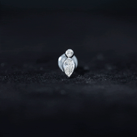 Pear and Round Moissanite Dainty Tragus Earring