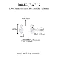 Pear and Round Moissanite Dainty Tragus Earring