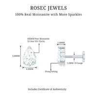 Certified Moissanite Teardrop Helix Earring for Women