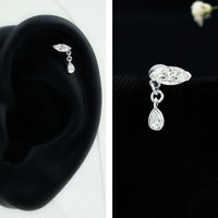 Marquise Moissanite Dangle Cartilage Earring