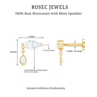 Marquise Moissanite Dangle Cartilage Earring