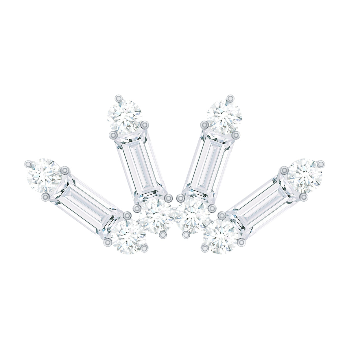 Baguette Moissanite Curved Cartilage Earring