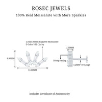Baguette Moissanite Curved Cartilage Earring