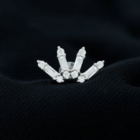 Baguette Moissanite Curved Cartilage Earring