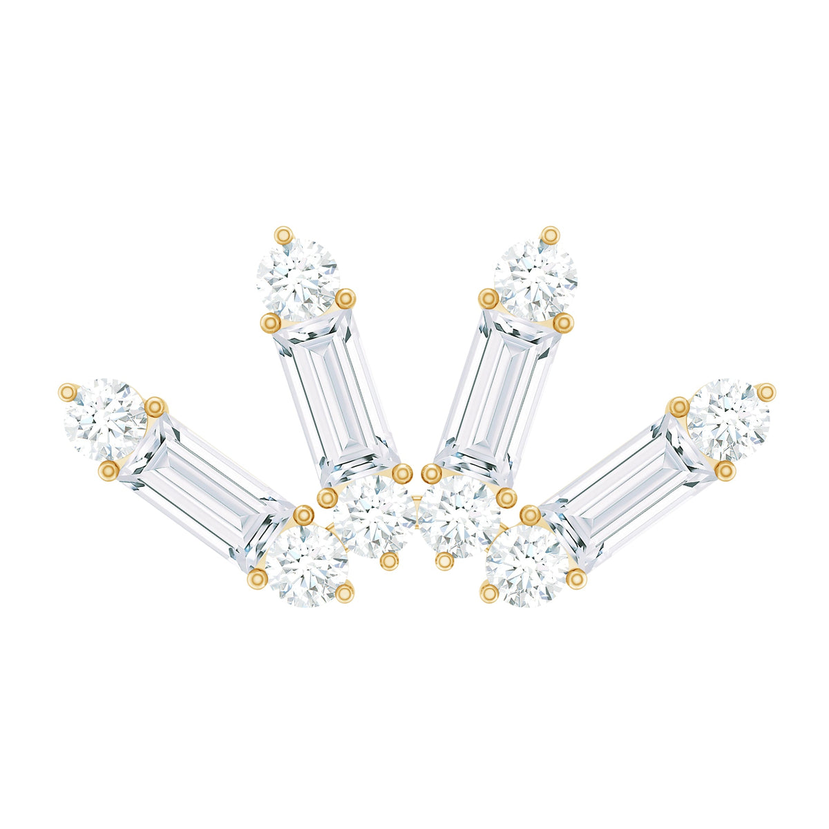Baguette Moissanite Curved Cartilage Earring