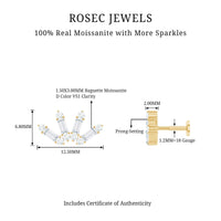 Baguette Moissanite Curved Cartilage Earring