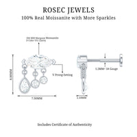 Marquise Cut Moissanite Cartilage Dangle Earring