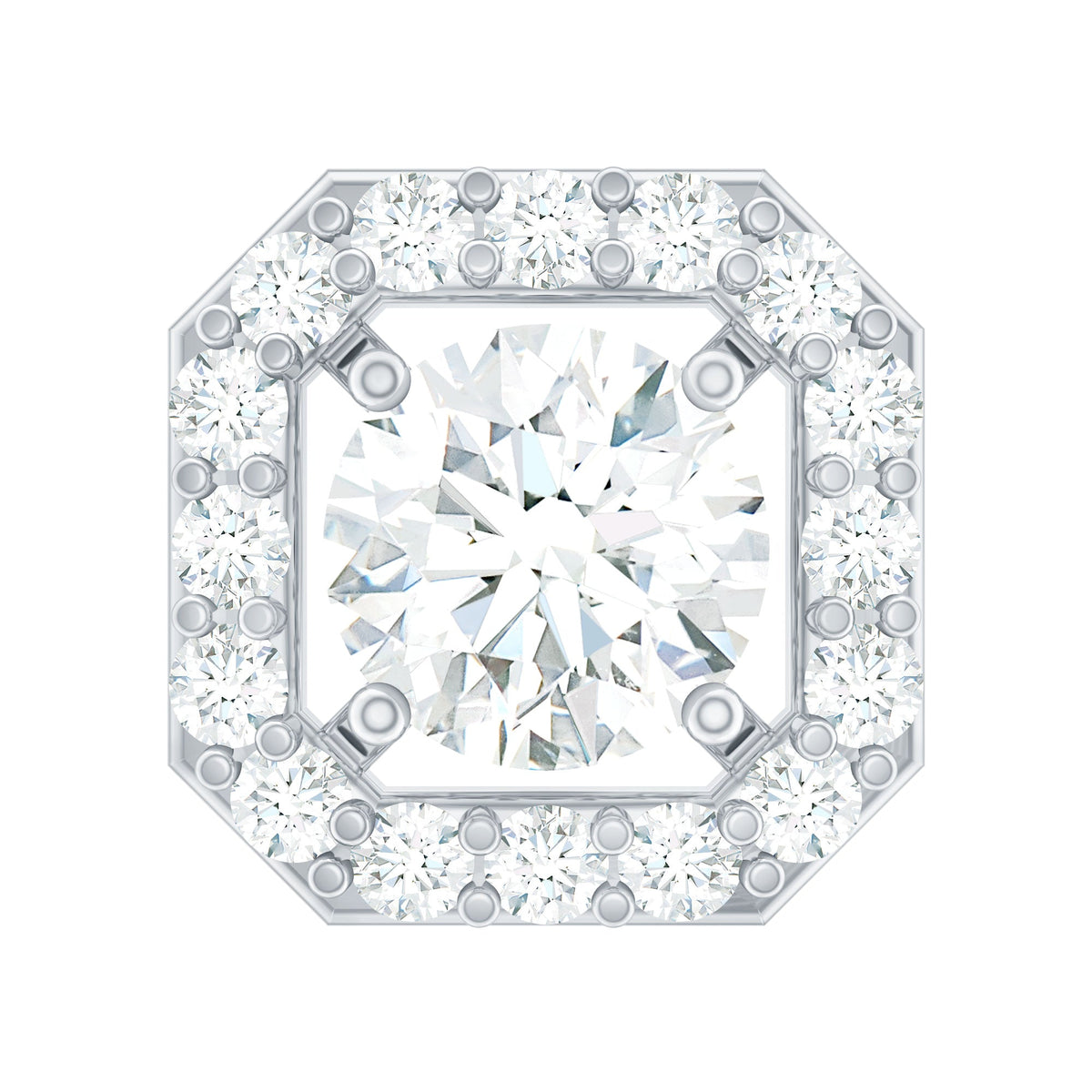 Certified Moissanite Halo Earring for Helix Piercing