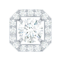Certified Moissanite Halo Earring for Helix Piercing
