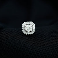 Certified Moissanite Halo Earring for Helix Piercing