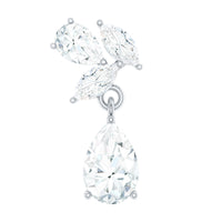 Marquise and Pear Moissanite Cluster Drop Cartilage Earring