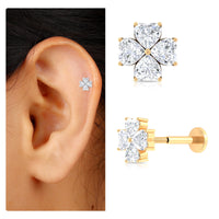 Heart Shape Moissanite Flower Conch Earring