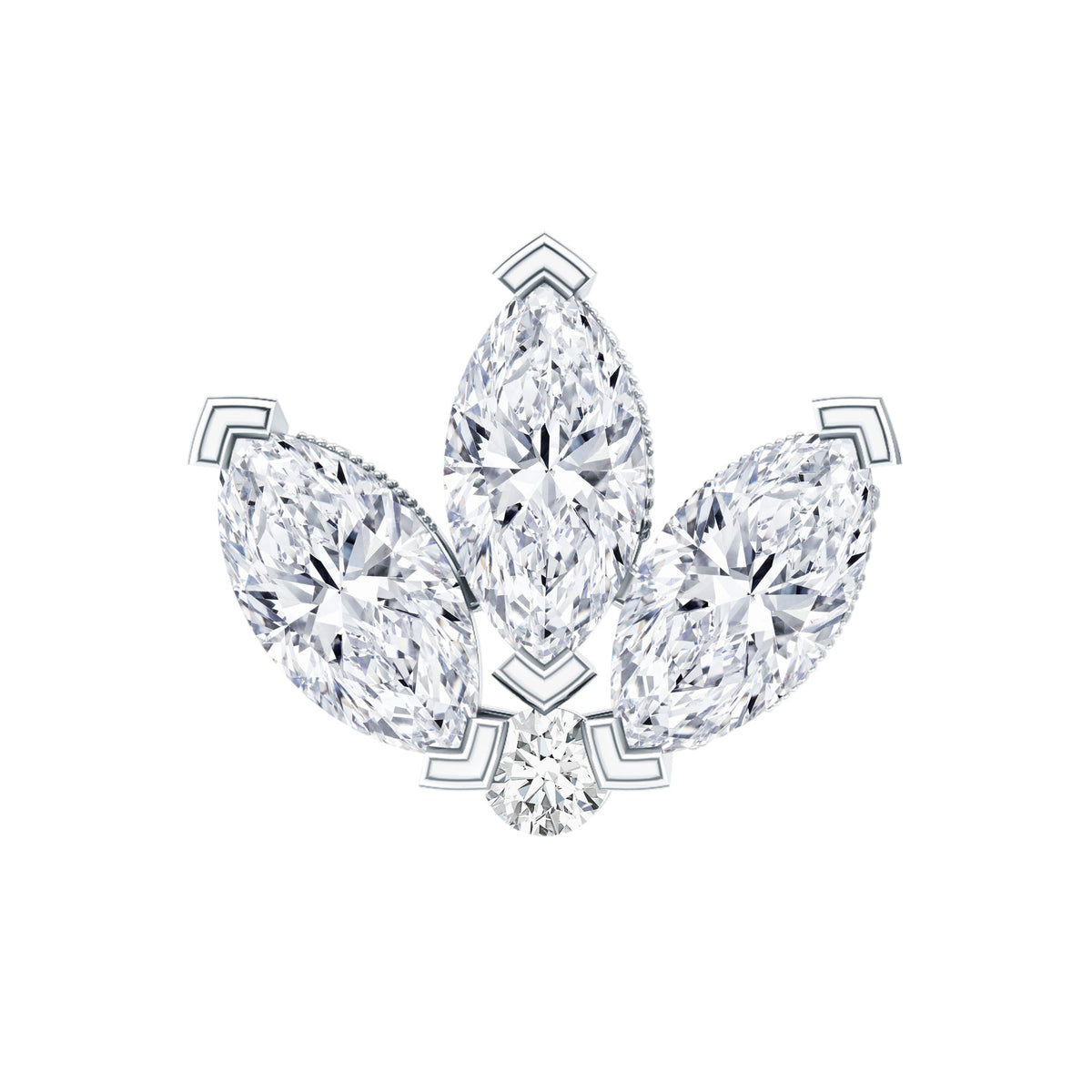 Certified Moissanite Marquise Lotus Piercing Stud