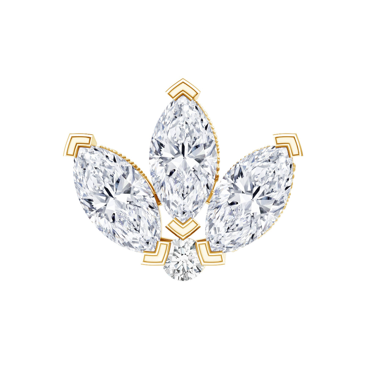 Certified Moissanite Marquise Lotus Piercing Stud