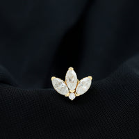 Certified Moissanite Marquise Lotus Piercing Stud