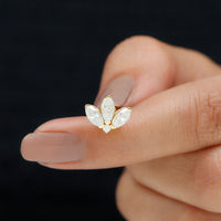 Certified Moissanite Marquise Lotus Piercing Stud