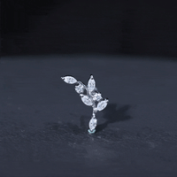 Certified Moissanite Leaf Climber Earring for Helix Piercing
