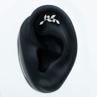 Certified Moissanite Leaf Climber Earring for Helix Piercing