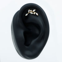 Certified Moissanite Leaf Climber Earring for Helix Piercing