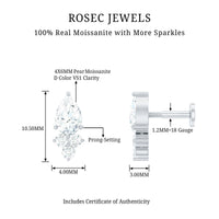 Pear and Round Moissanite Cluster Cartilage Earring