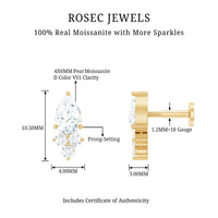 Pear and Round Moissanite Cluster Cartilage Earring