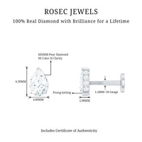 Pear Shaped Diamond Solitaire Tragus Earring
