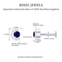 Genuine Blue Sapphire and Diamond Celestial Nose Pin